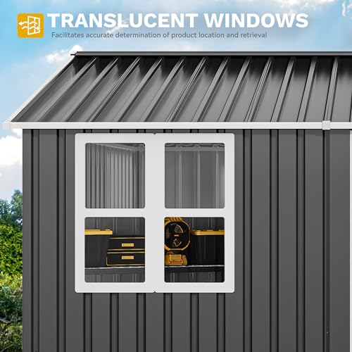 10x8ft Metal Outdoor Storage Shed with Window