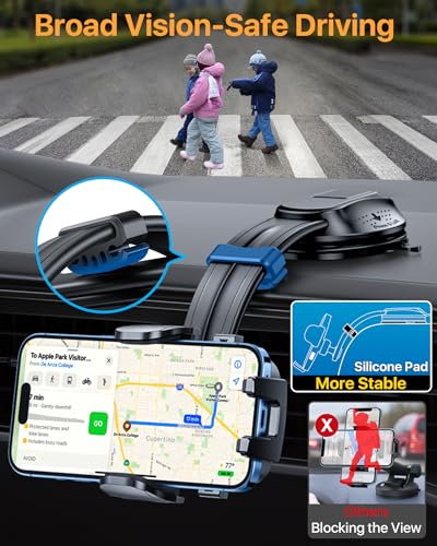 Upgraded Strongest Suction No Block View Bendable Arm Car Phone Holder