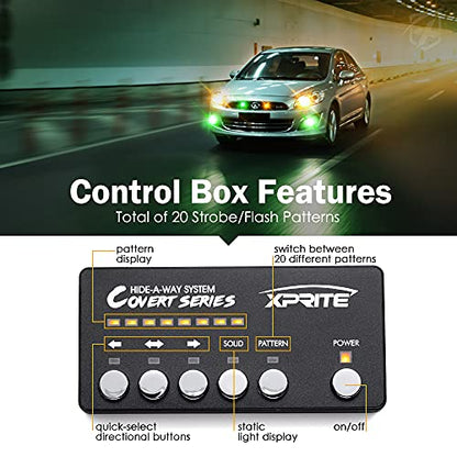 Amber Green LED Hideaway Strobe Lights Kit (8 Count)