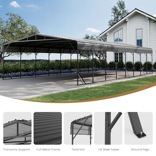 20'x40' Carport with Galvanized Steel Roof