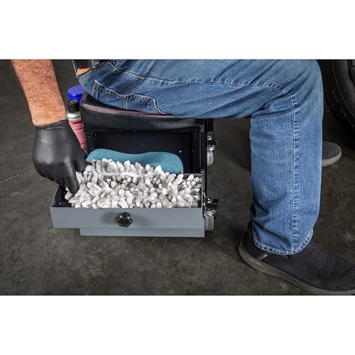Rolling Seat with Expandable Tool Trays