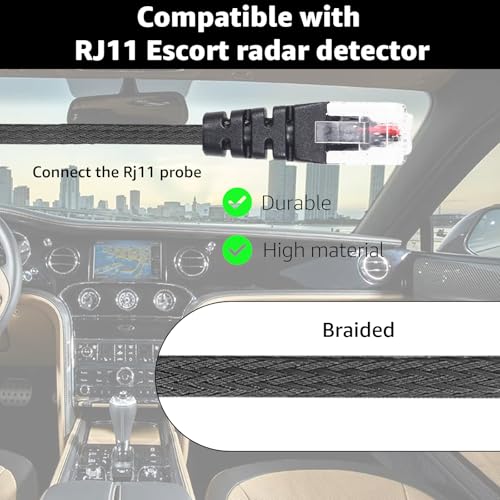 RJ11 Mirror Wire Tap Power Cord Hardwire Kit for Escort Radar Detectors ﻿