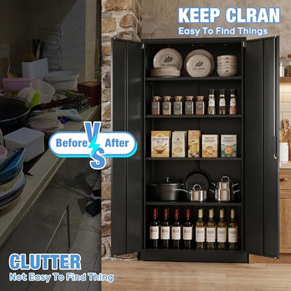 Metal Storage Cabinet with Doors and Shelves