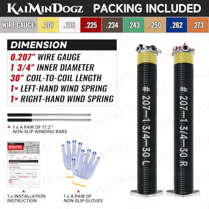 Pair of 1.75" Garage Door Torsion Springs Set with Non