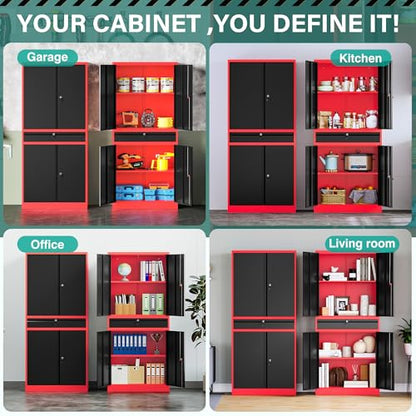 Metal Storage Cabinet with Drawer and Lock