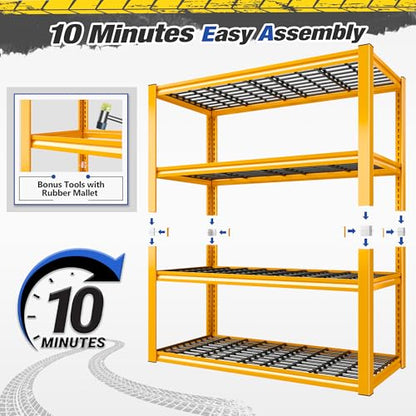 40" W Yellow Garage Shelving with Double (3 Count)