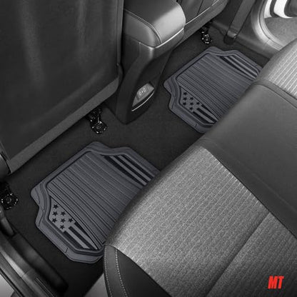 MotorTrend Black Flag Rubber Floor Mats