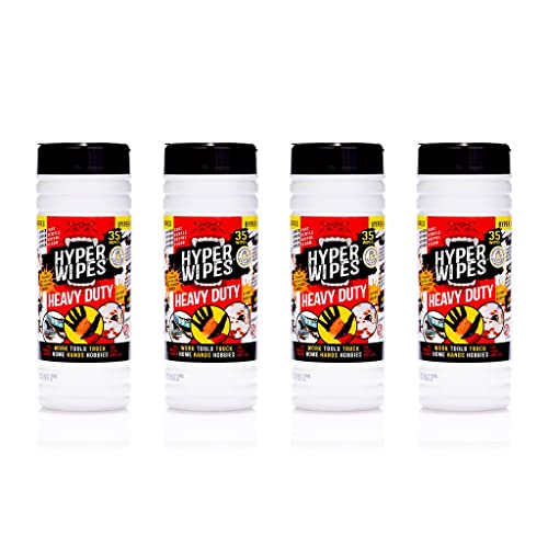 Hyper Wipes 4 Pack Heavy Duty Hand & Tool Cleaning Wipes (140 Count)