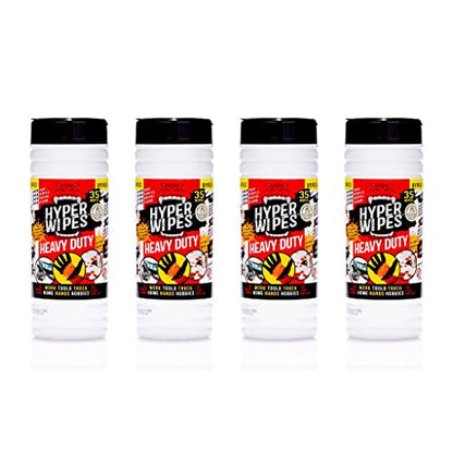 Hyper Wipes 4 Pack Heavy Duty Hand & Tool Cleaning Wipes (140 Count)