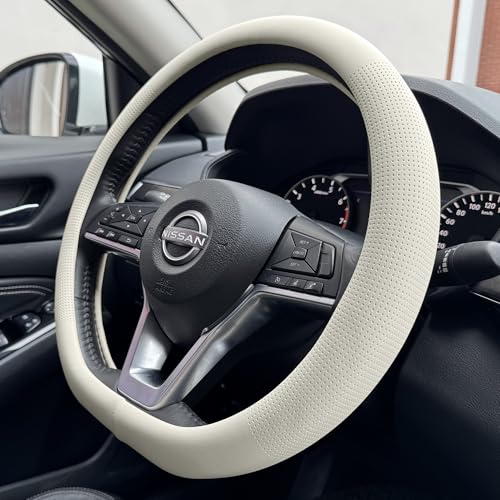 D Shaped Nappa Leather Steering Wheel Cover 14.5In