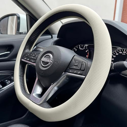 D Shaped Nappa Leather Steering Wheel Cover 14.5In