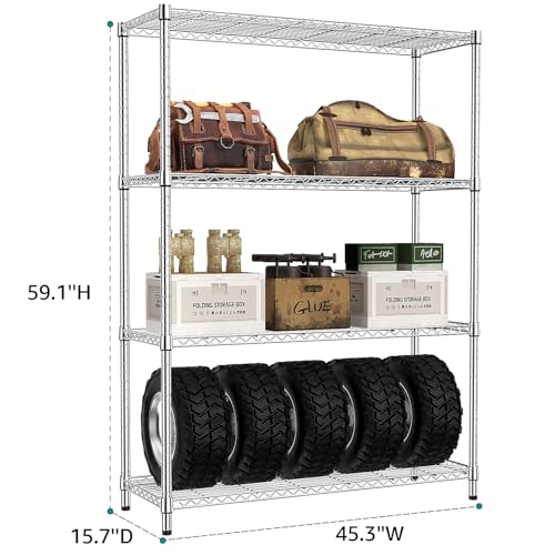 4 Tier Adjustable Heavy Duty Metal Wire Shelving Unit