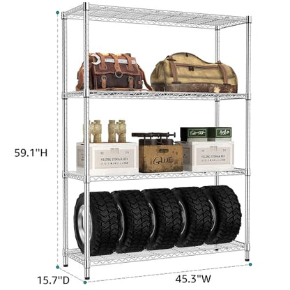 4 Tier Adjustable Heavy Duty Metal Wire Shelving Unit