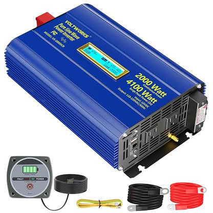 Power Inverter 2000Watt Pure Sine Wave Inverter 12V to 110V 120V AC