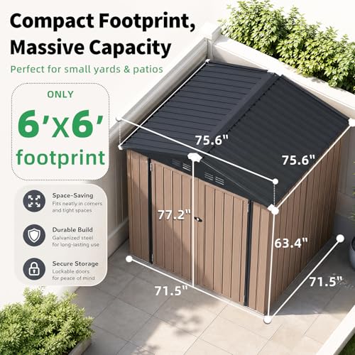 6' x 6' Metal Outdoor Storage Shed