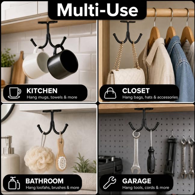 10 Pcs Black Under Shelf Hooks