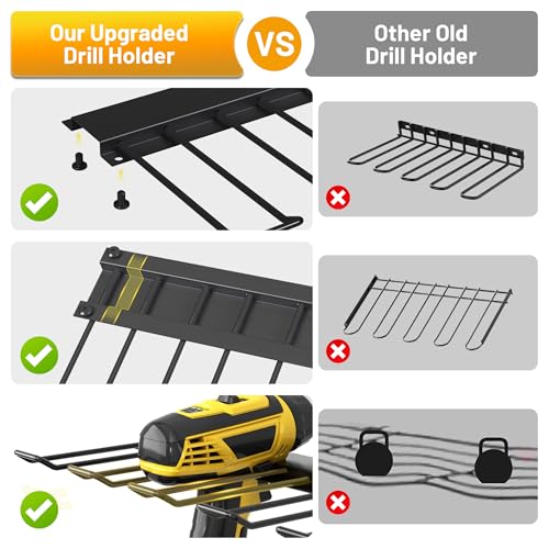 Power Tool Organizer Wall Mount with Charging Station & 8 Outlet
