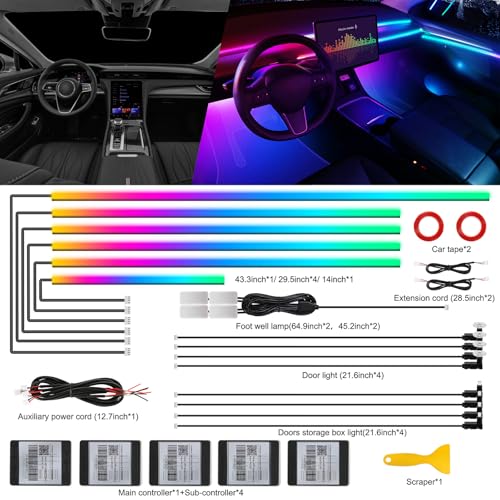 Dreamcolor Acrylic Interior Car LED Strip Light with Wireless APP