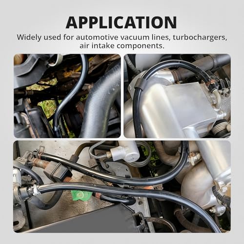 5/32 1/4 5/16 1/2 Silicone Vacuum Tubing Hose Line Kit 10FT 130PSI Max Pressure Black (4mm 6mm 8mm 12.7mm)