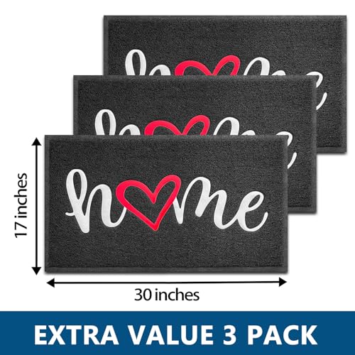 Door Mat 3 Pack Outside Inside Home Doormat 30"x17.5" Durable Floor Mat Non Slip Rug Ultra Absorb Mud Easy Clean Front Doormat for Garage (1575 Count)