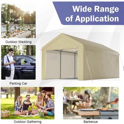 10x20 ft Heavy Duty Carport with Removable Sidewalls