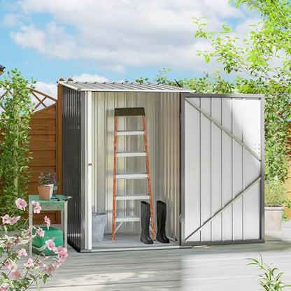 3.3' x 3.4' Outdoor Storage Shed Sloping Roof Lockable Door Gray