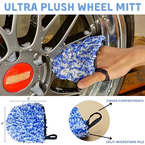 Professional 4 Pack Long Handle Wheel Brush Kit for Cleaning Wheel and Tire