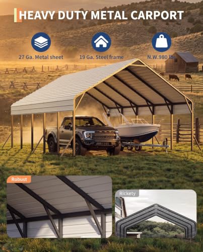 20'x25'x13' Metal Carport for 2 Cars