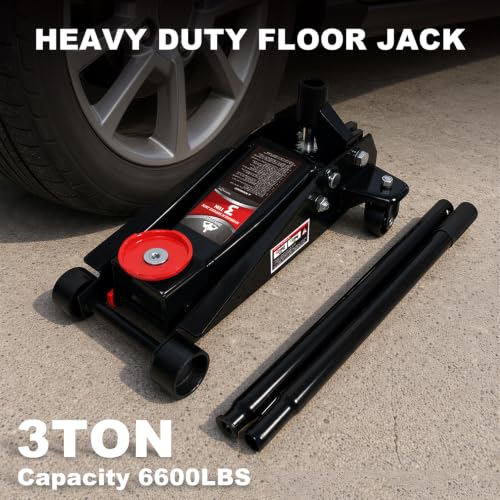 Floor Jack 3 Ton Capacity Fast Lift Service Jack Steel Heavy Duty Hydraulic Car Jack Black