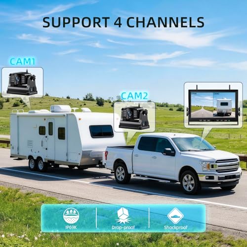 Magnetic Wireless Backup Camera Kit with HD1080P 10” DVR Monitor (2 Count)