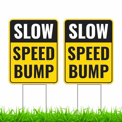 2PC Speed Bump Sign with Stakes (2 Count)