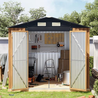 8x10 FT Outdoor Metal Storage Shed with Frame Floor