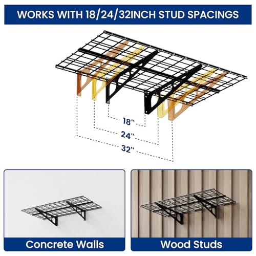 2 Pack 2x4ft Garage Shelving with Hooks (2 Count)