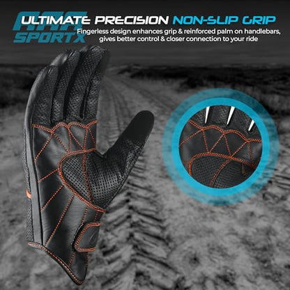 Motorcycle Gloves Men's Leather Motorbike Gloves Touchscreen Function