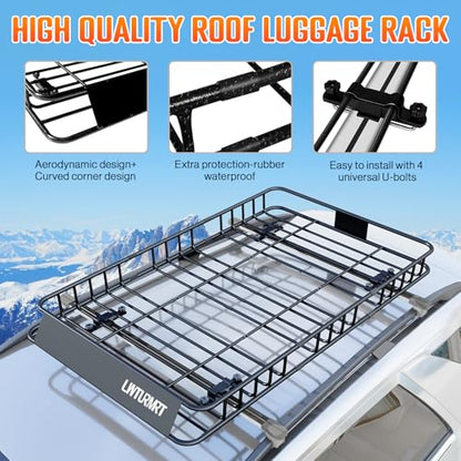 64 x 39’’ Roof Rack Cargo Basket Rooftop Cargo Carrier with Net
