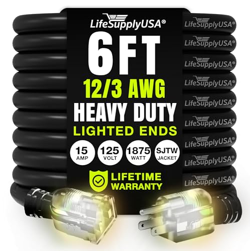 6ft Outdoor Indoor Extension Cord 12 (6 Foot)