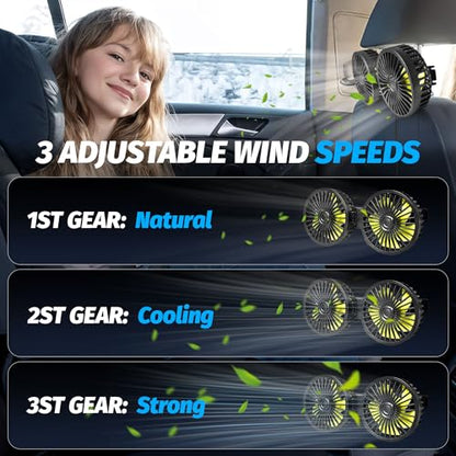 USB Car Cooling Fans for Backseat
