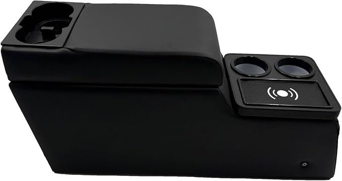 Truck Center Console Truck Seat/Bench Organizer with Wireless Charging and Holder Cups for Jeep CJ5 1976-1983,Jeep CJ7 1976-1986,Jeep Wrangler(YJ) 1987-1995 (Black)