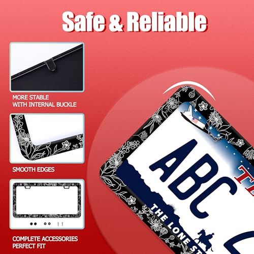 Line Art Flowers License Plate Frame Beautiful Floral License Plate Frames