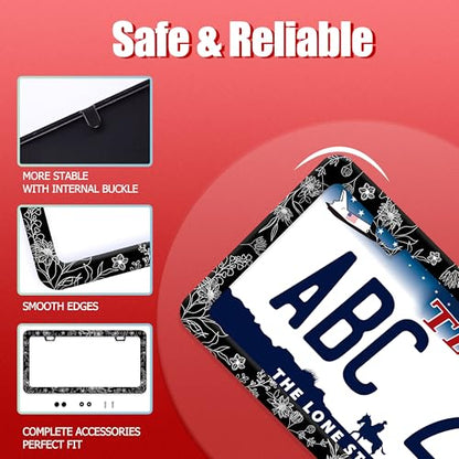 Line Art Flowers License Plate Frame Beautiful Floral License Plate Frames
