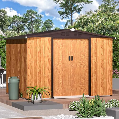 6x8 FT Galvanized Steel Outdoor Storage Shed