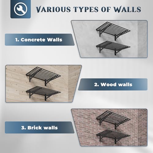 2 Pack Heavy Duty Garage Wall Shelving with 8 Hooks (2 Count)