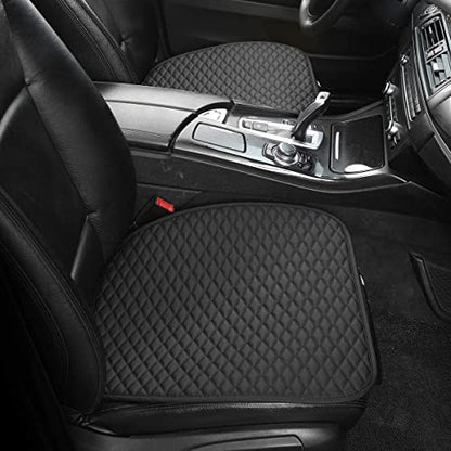 Pu Leather Car Seat Bottom Covers Protectors Include 1 Pair Front Driver Seat Pad Mat and 1 Rear Bench Cover Universal Fit 90% Vehicles
