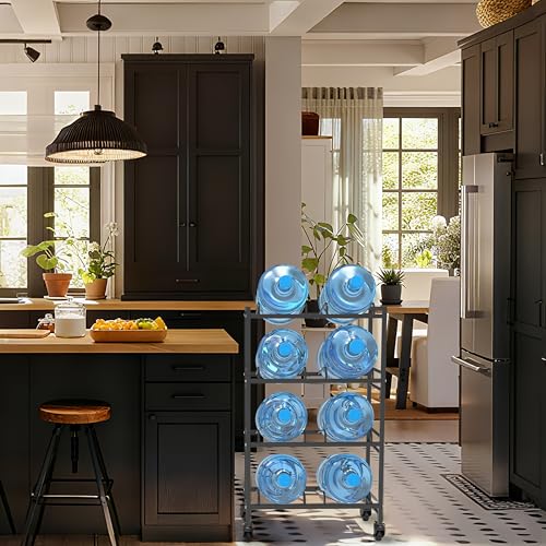 Heavy Duty 4 Tiers Water Jug Rack Double Row with Wheels