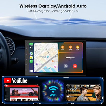 2 Din Car Radio with Wireless CarPlay & Android Auto