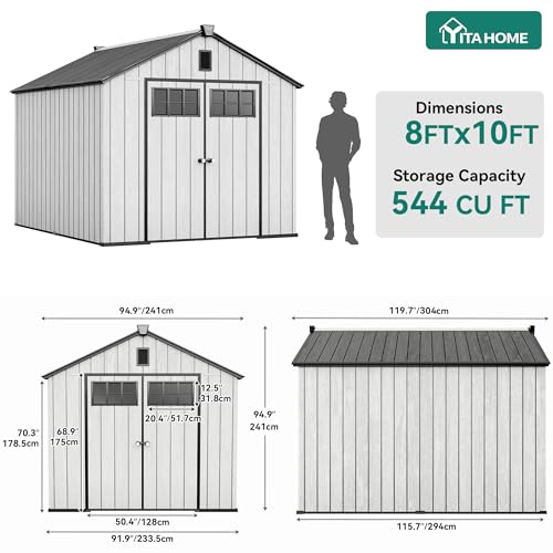 8x10 FT Outdoor Storage Shed with Floor