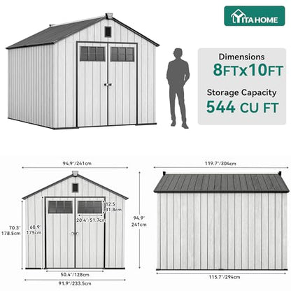 8x10 FT Outdoor Storage Shed with Floor