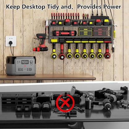 Power Tool Organizer Wall Mount with Charging Station