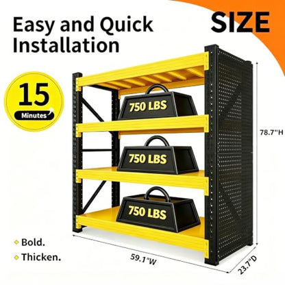 Garage Storage Rack with 2 Pegboards