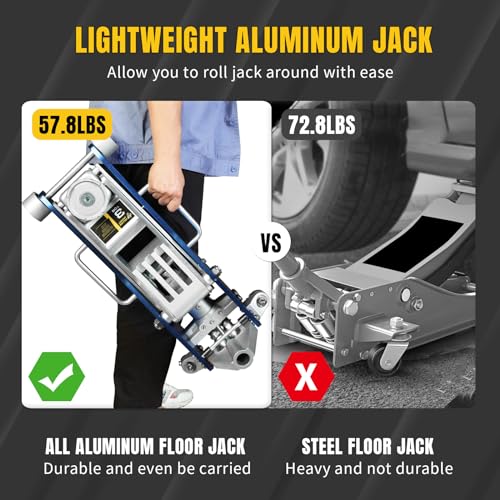 3 Ton Floor Jack Full Aluminum Ultra Lightweight Quick Rise Racing Floor Car Jack with Dual Pump Fast Lifting Low Profile Jack for Vehicle